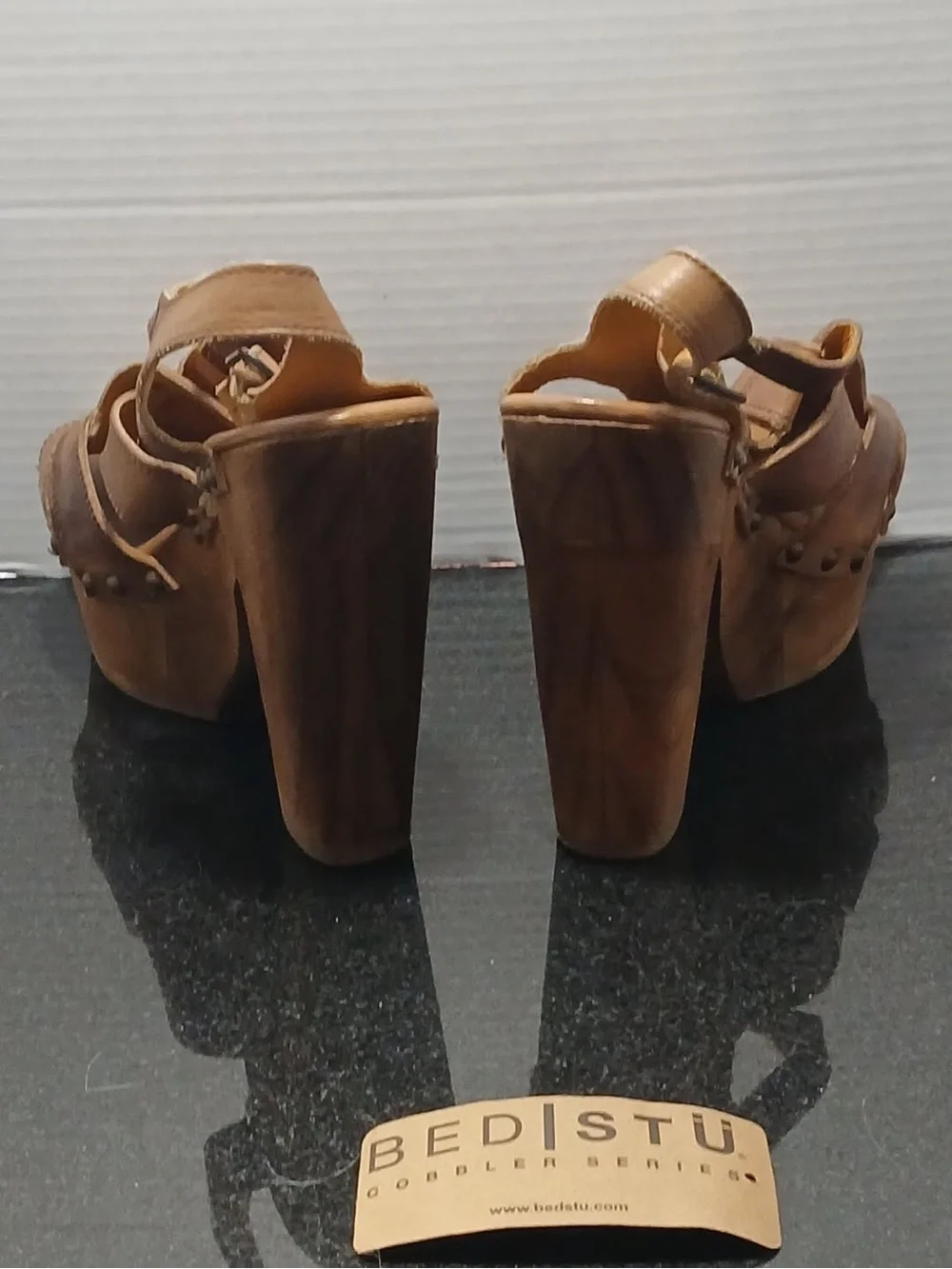 Bed|Stü Brown Cobbler Series Leather Platform Heel Sandals 8.5